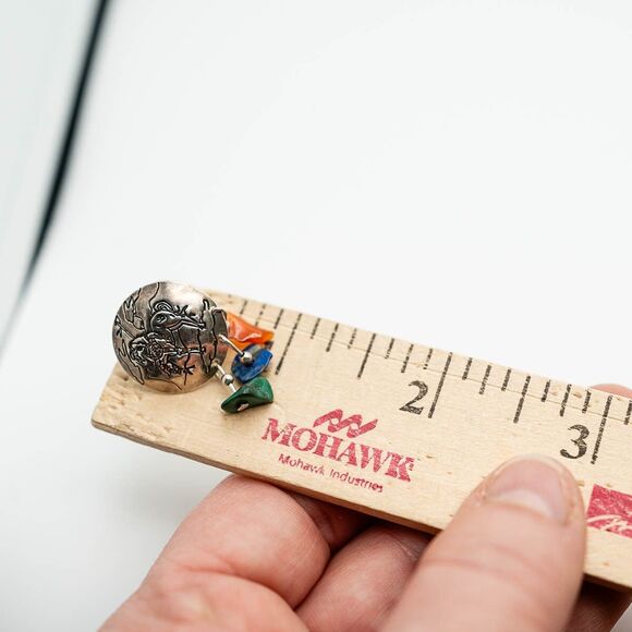 Sterling Silver 925 Marked signed O.T. VTG End of the Trail earrings pierced - Picture 5 of 5